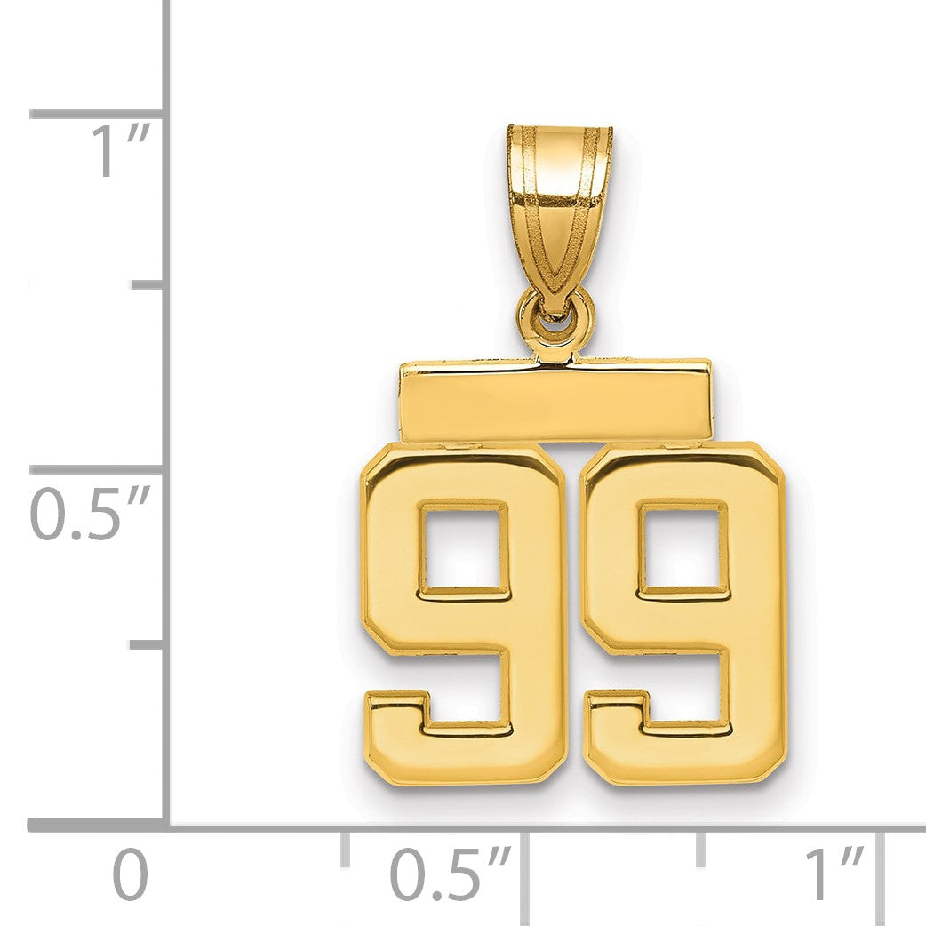 14K Gelbgold Kleiner Polierter Charm "Zahl 99