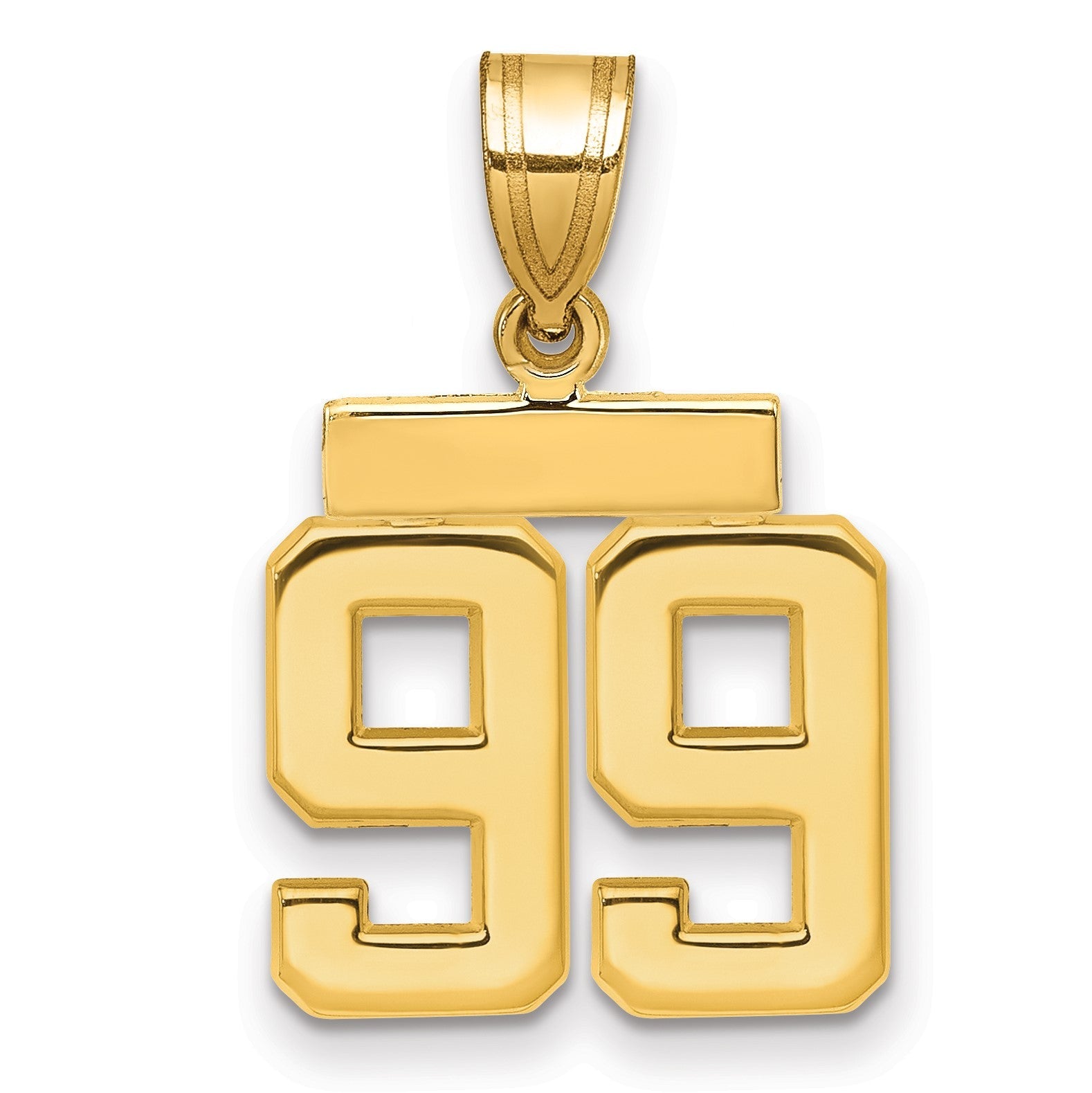 14K Gelbgold Kleiner Polierter Charm "Zahl 99