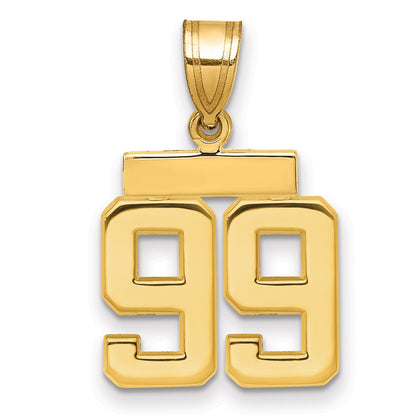 14K Gelbgold Kleiner Polierter Charm "Zahl 99