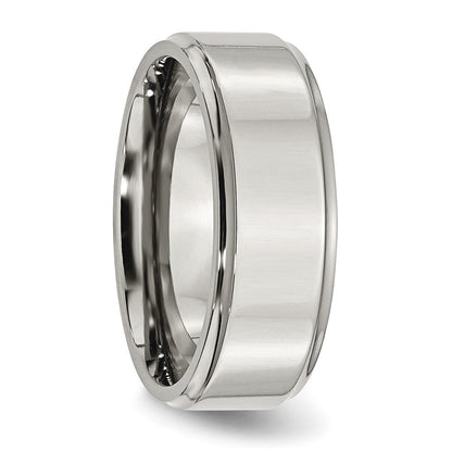 Edelstahl Ridged Kante 8mm Poliert Ring