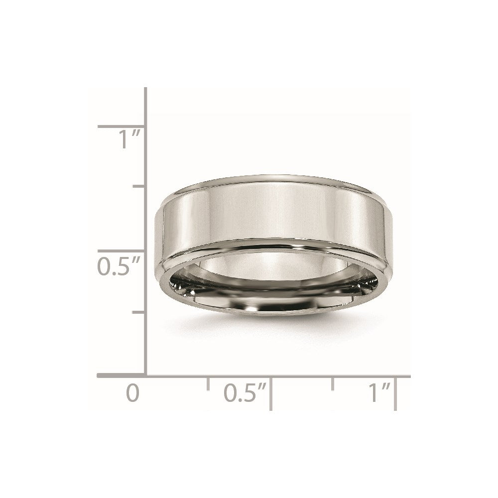 Edelstahl Ridged Kante 8mm Poliert Ring