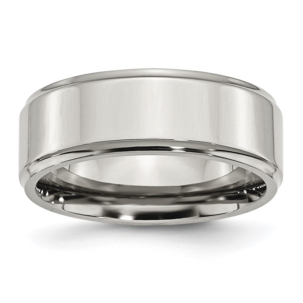 Edelstahl Ridged Kante 8mm Poliert Ring