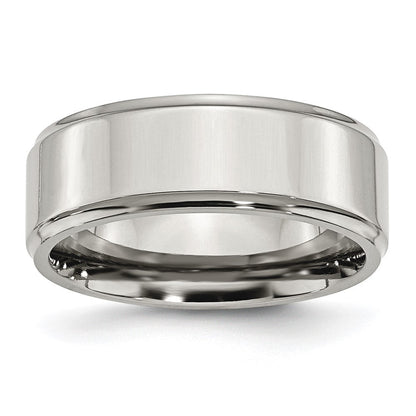 Edelstahl Ridged Kante 8mm Poliert Ring