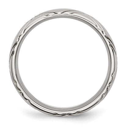 Edelstahl Gebürstet und Poliert Kreuz Design 6mm Ring