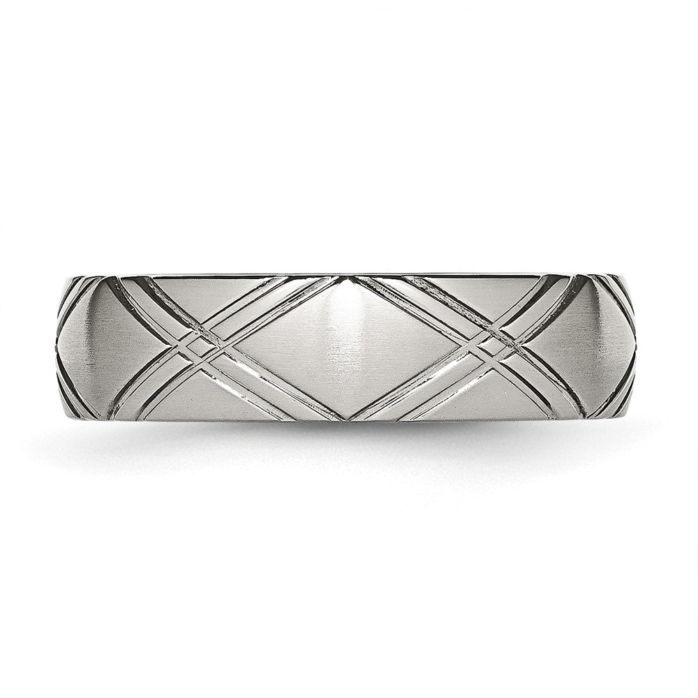 Edelstahl Gebürstet und Poliert Kreuz Design 6mm Ring