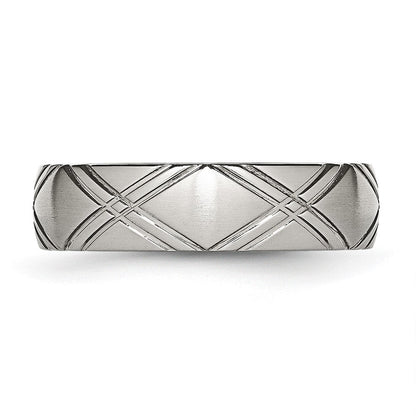 Edelstahl Gebürstet und Poliert Kreuz Design 6mm Ring
