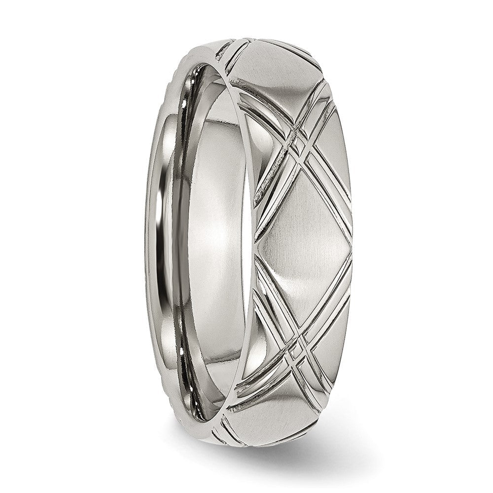 Edelstahl Gebürstet und Poliert Kreuz Design 6mm Ring