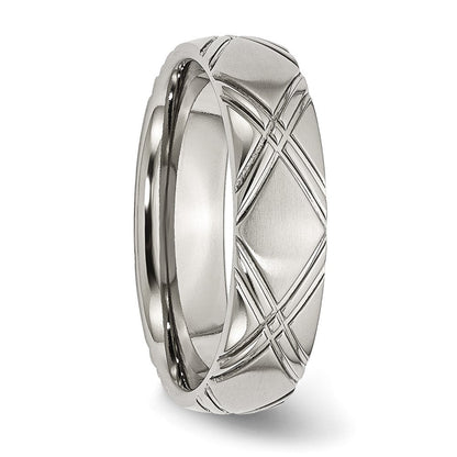 Edelstahl Gebürstet und Poliert Kreuz Design 6mm Ring