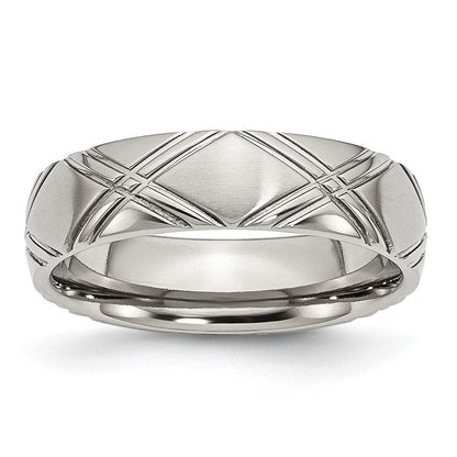 Edelstahl Gebürstet und Poliert Kreuz Design 6mm Ring