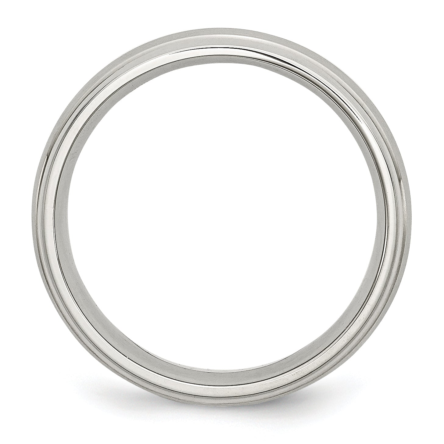 Edelstahl Sterlingsilber Einlage Ridged Kante Gebürstet und Poliert Ring
