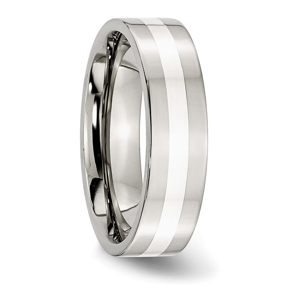 Edelstahl Sterlingsilber Einlage Poliert 6mm Flach Ring