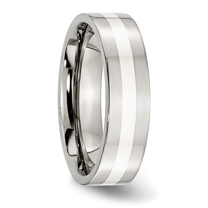 Edelstahl Sterlingsilber Einlage Poliert 6mm Flach Ring