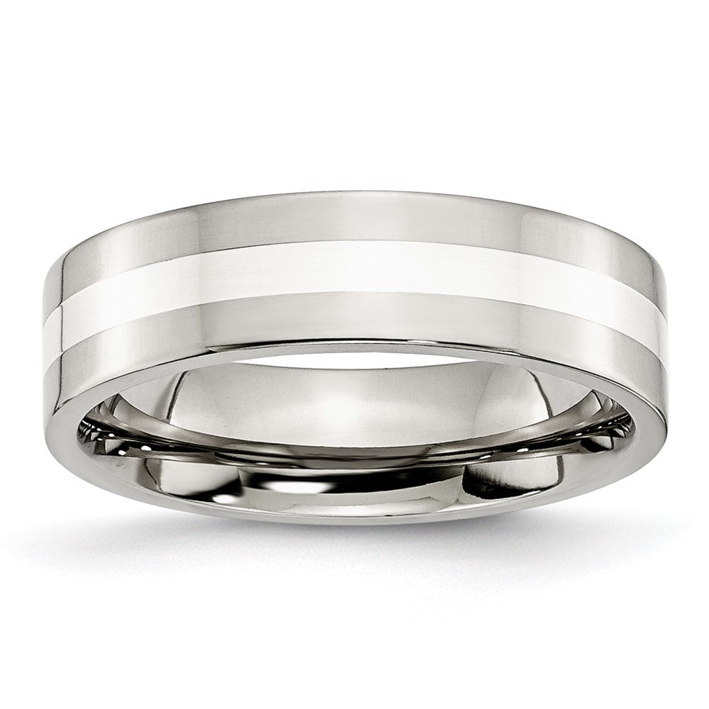 Edelstahl Sterlingsilber Einlage Poliert 6mm Flach Ring