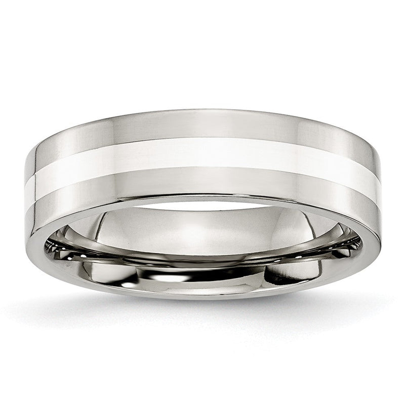 Edelstahl Sterlingsilber Einlage Poliert 6mm Flach Ring