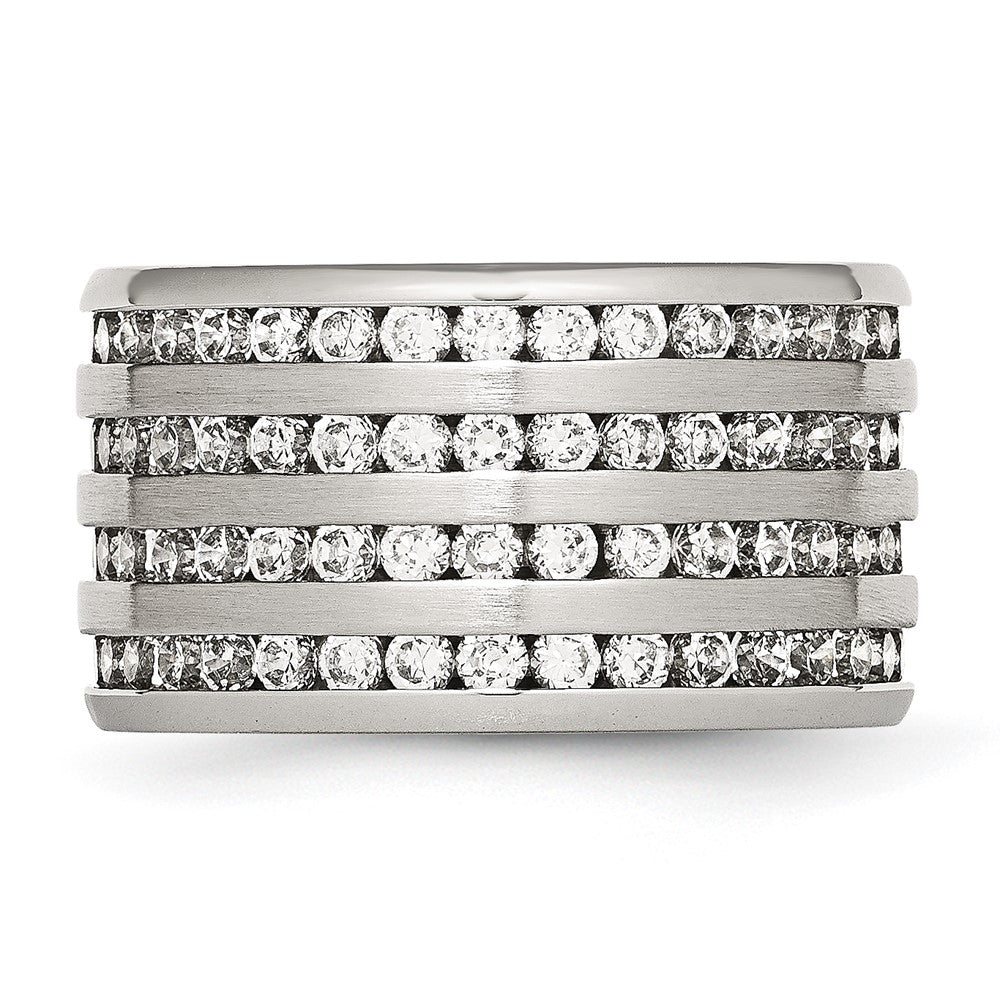 Edelstahl Multirow 13mm Zirkonia Ring