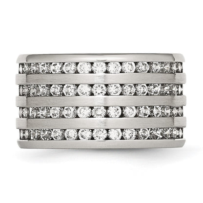 Edelstahl Multirow 13mm Zirkonia Ring