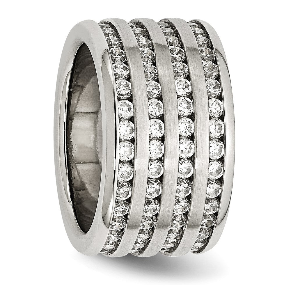 Edelstahl Multirow 13mm Zirkonia Ring