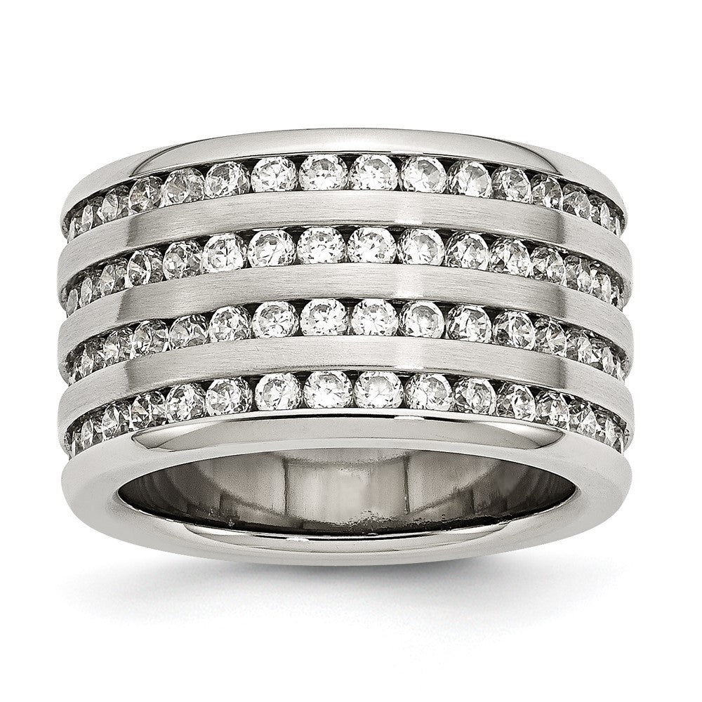 Edelstahl Multirow 13mm Zirkonia Ring