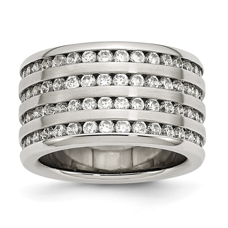 Edelstahl Multirow 13mm Zirkonia Ring