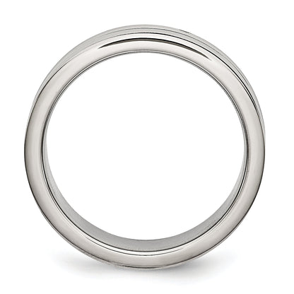 Edelstahl 6mm Gerillt und Schwarz Gummi Ring