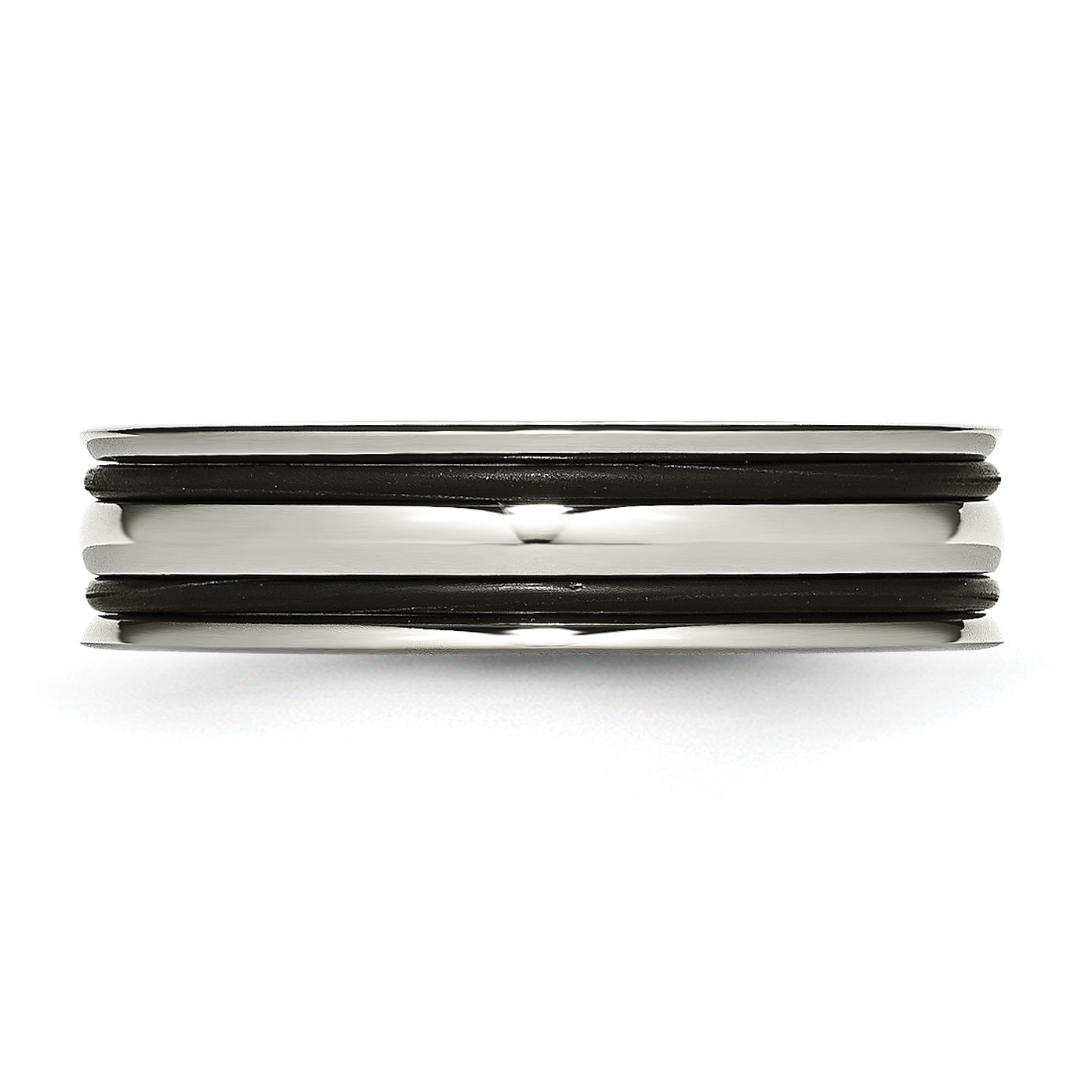 Edelstahl 6mm Gerillt und Schwarz Gummi Ring