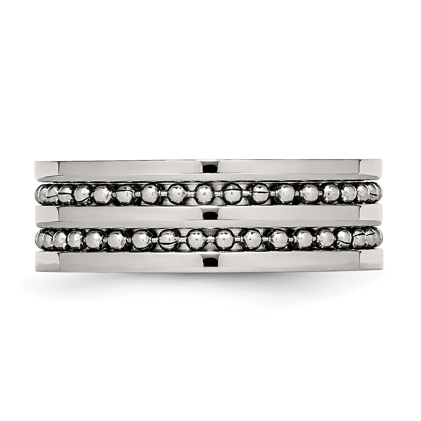 Edelstahl Antikisiert/polished Doppelt Reihe Gekugelt 8mm Ring
