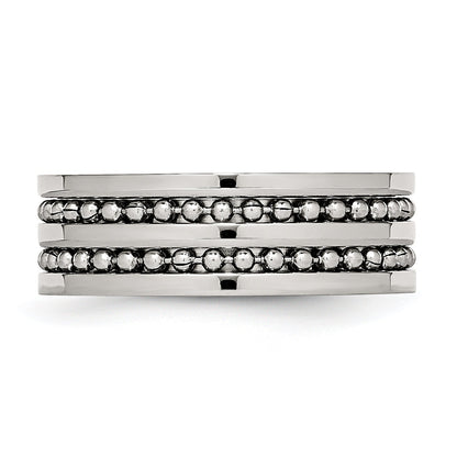 Edelstahl Antikisiert/polished Doppelt Reihe Gekugelt 8mm Ring