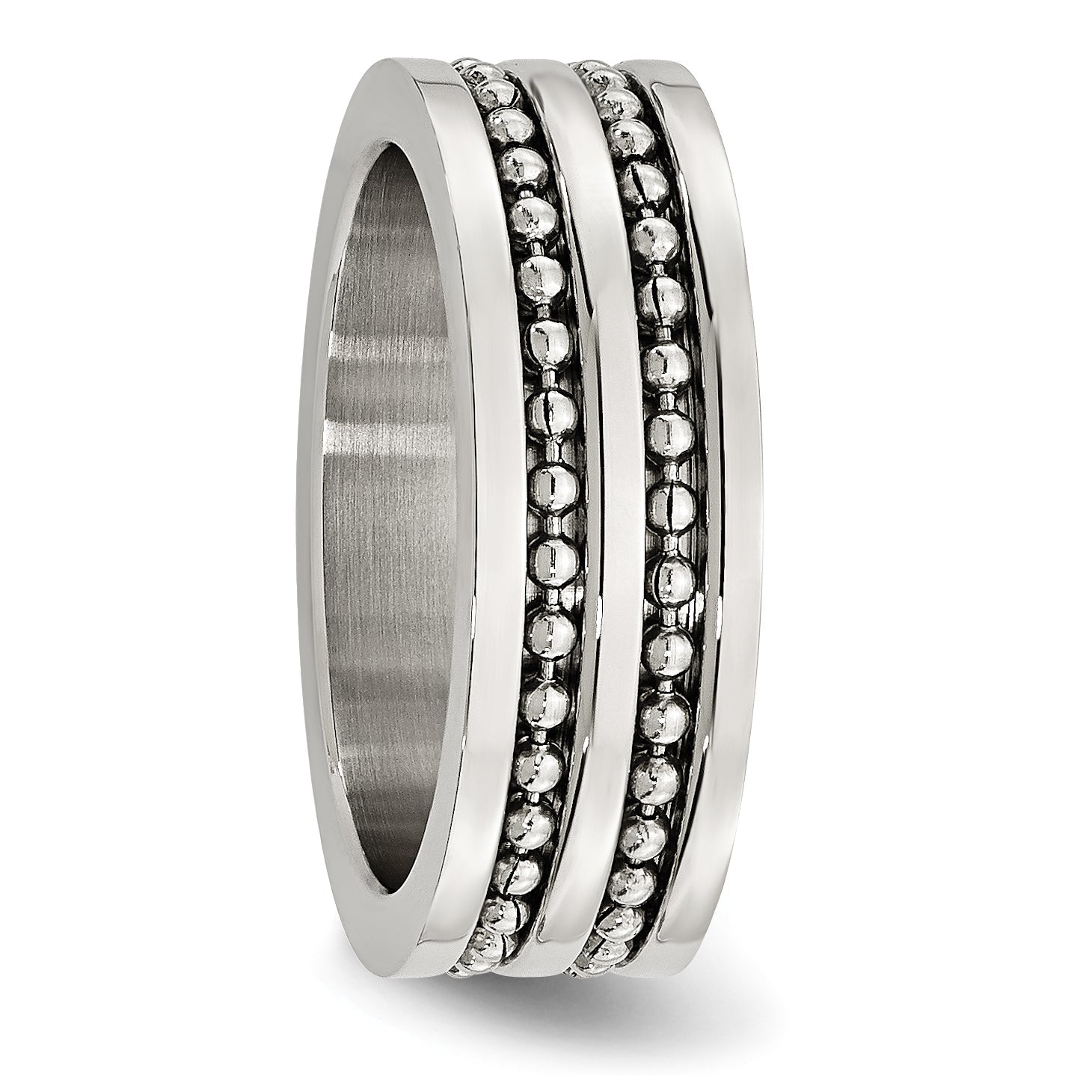 Edelstahl Antikisiert/polished Doppelt Reihe Gekugelt 8mm Ring