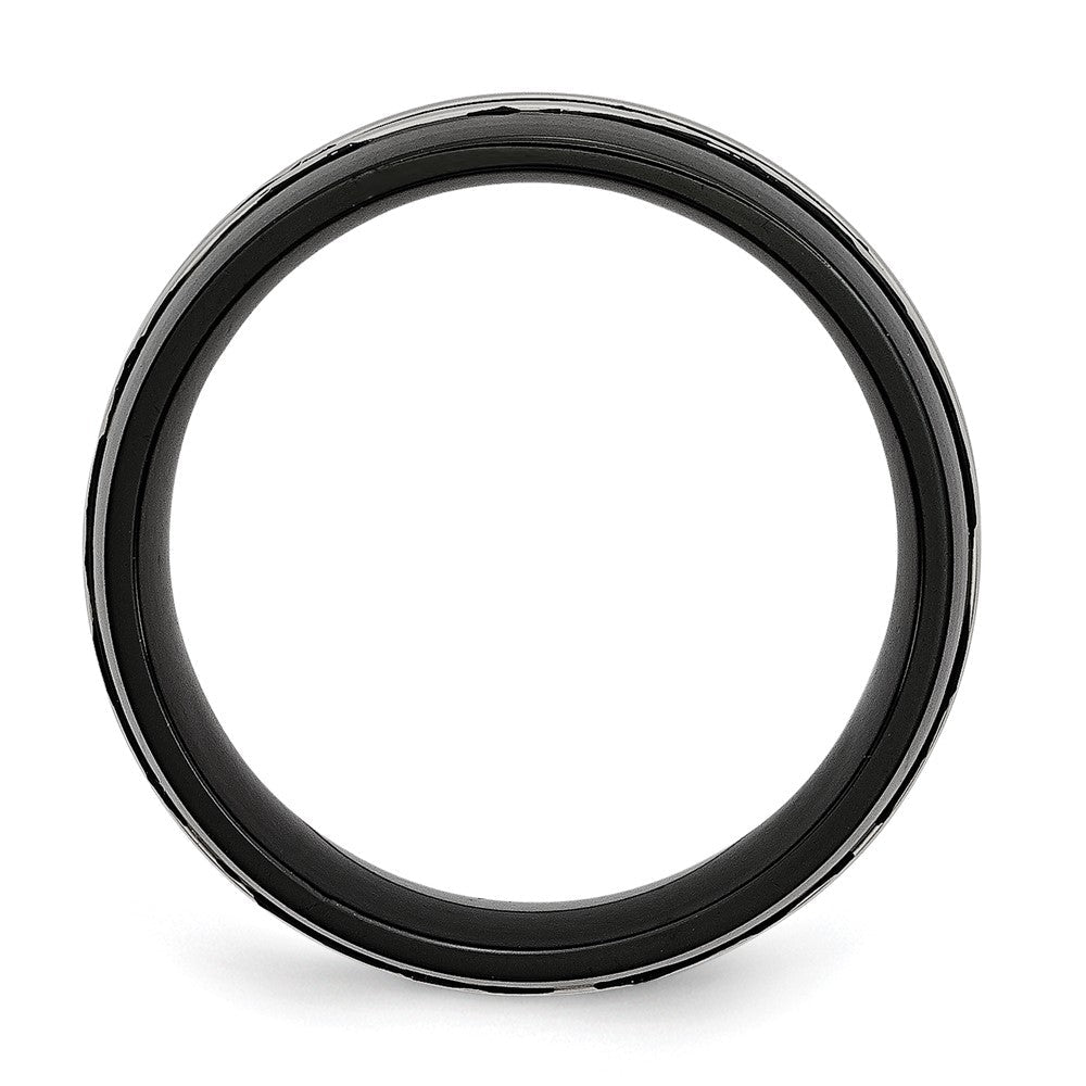 Edelstahl 8mm Schwarz Ip Beschichtet Gebürstet & Poliert Ring
