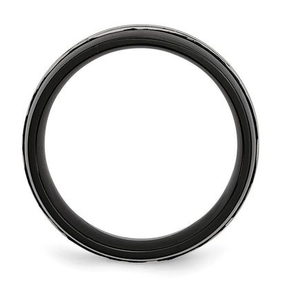 Edelstahl 8mm Schwarz Ip Beschichtet Gebürstet & Poliert Ring