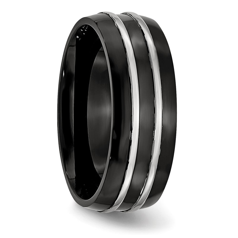 Edelstahl 8mm Schwarz Ip Beschichtet Gebürstet & Poliert Ring