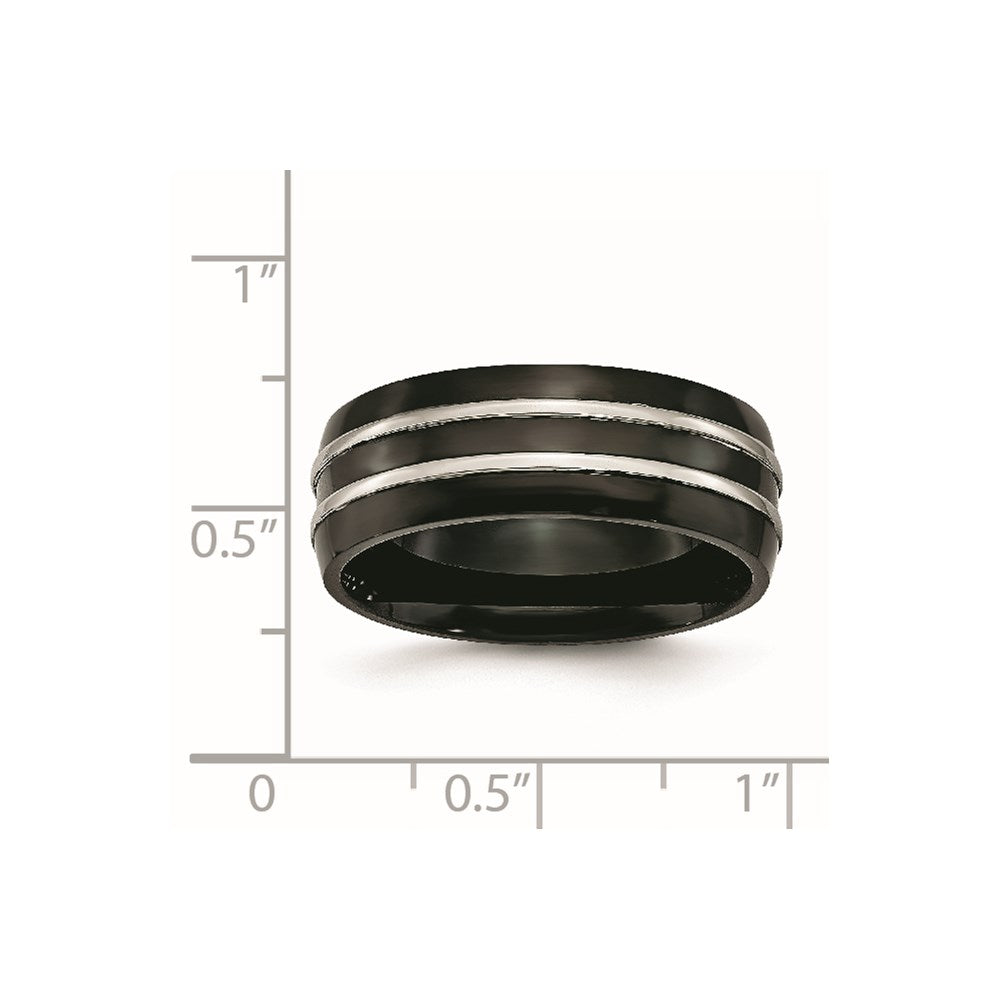 Edelstahl 8mm Schwarz Ip Beschichtet Gebürstet & Poliert Ring