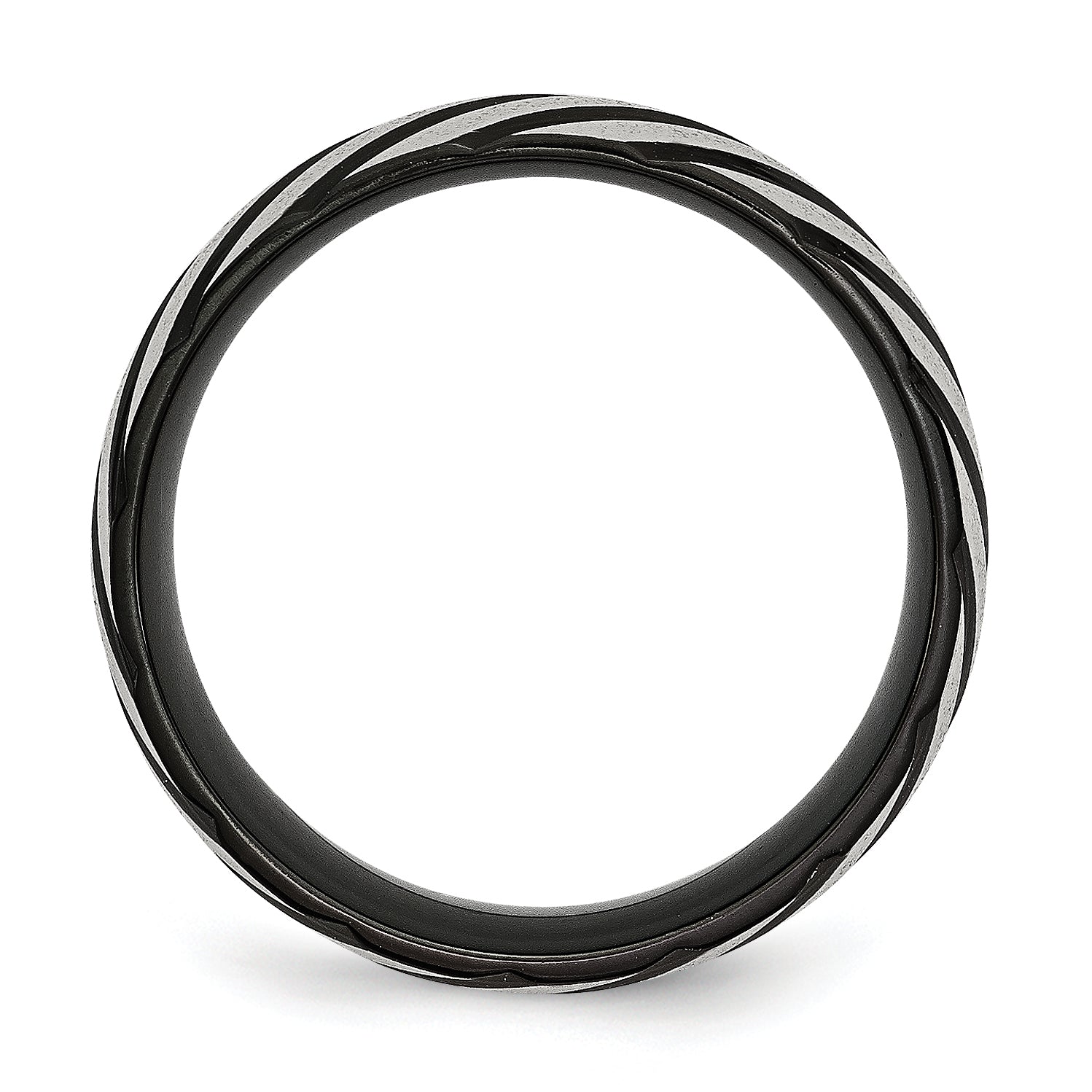 Edelstahl 8mm Schwarz Ip Beschichtet Wirbel Gebürstet & Poliert Ring
