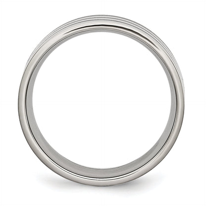 Edelstahl 8mm Schwarz Ip Beschichtet Striped Poliert Ring