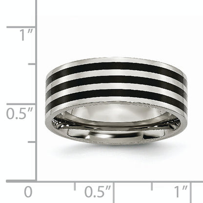 Edelstahl 8mm Schwarz Ip Beschichtet Striped Poliert Ring