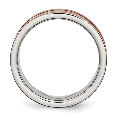 Edelstahl 8mm Braun Ip Beschichtet Poliert Gebürstet Mittig Ring