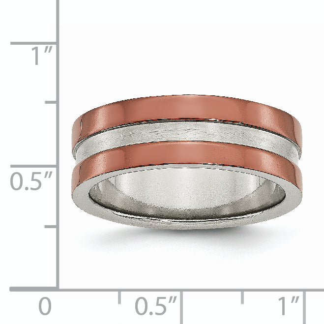 Edelstahl 8mm Braun Ip Beschichtet Poliert Gebürstet Mittig Ring