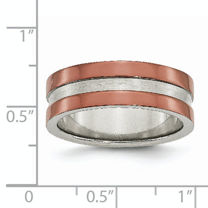 Edelstahl 8mm Braun Ip Beschichtet Poliert Gebürstet Mittig Ring