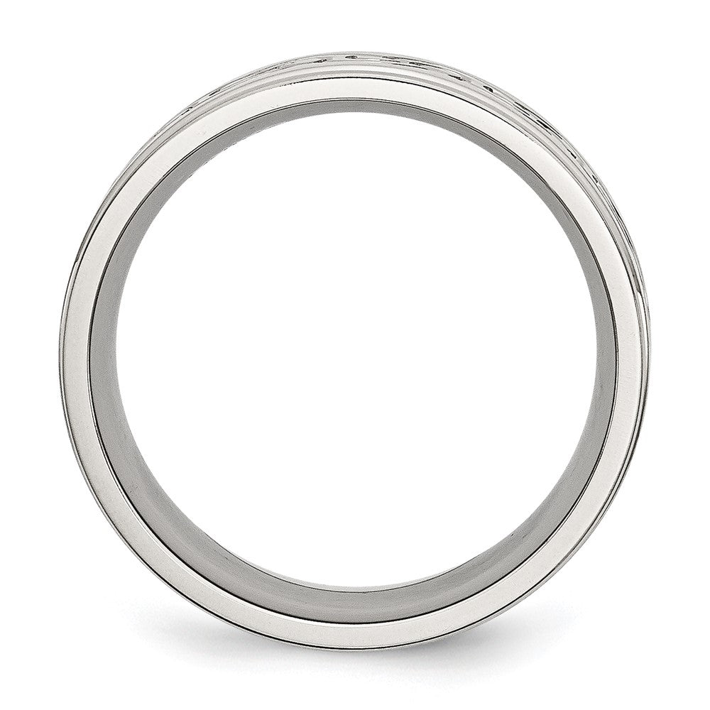 Edelstahl Gebürstet/polished Ranke Design 9mm Ridged Kante Ring (size 12.5 Nur)