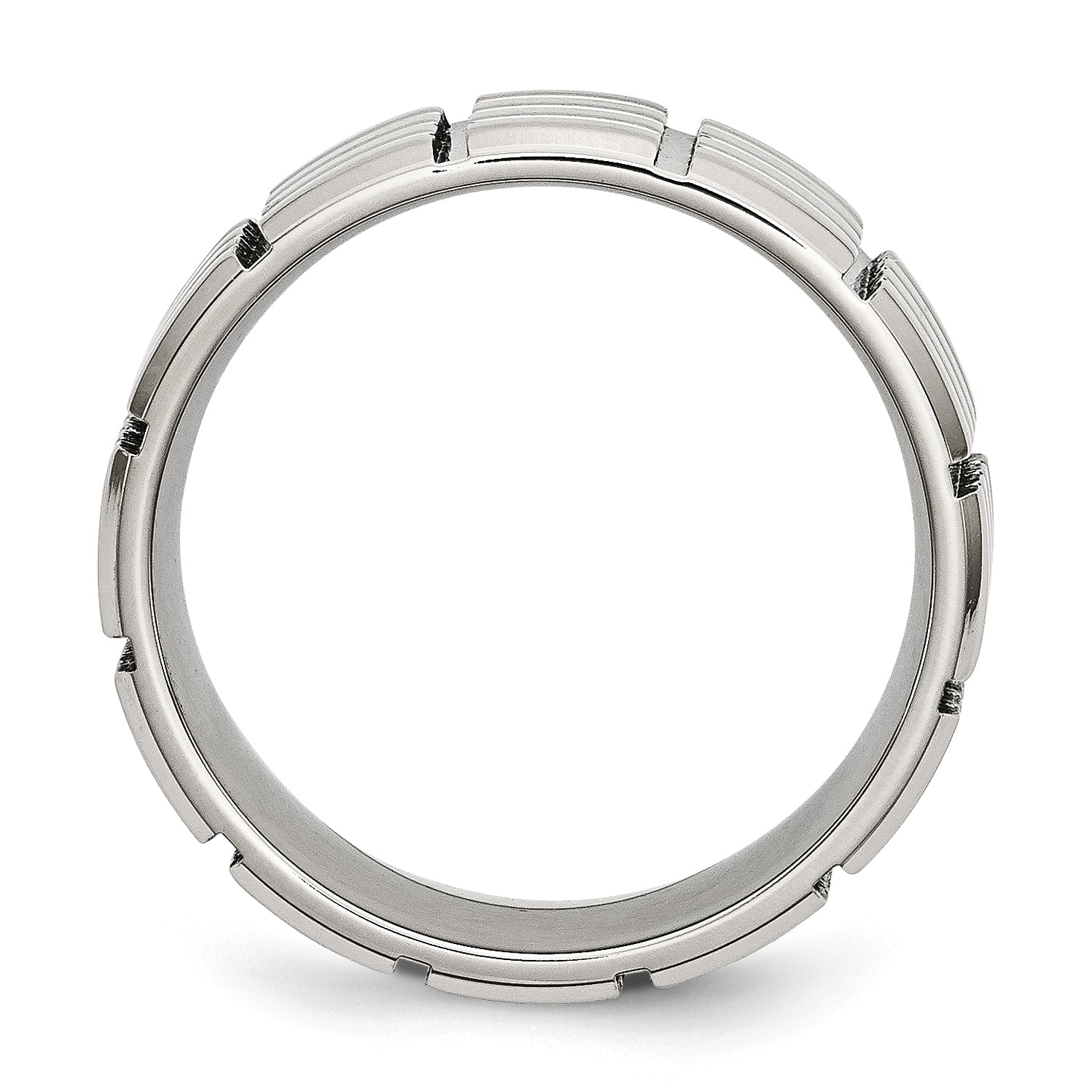Edelstahl Poliert 8mm Gerillt Ring