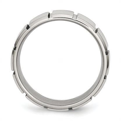 Edelstahl Poliert 8mm Gerillt Ring