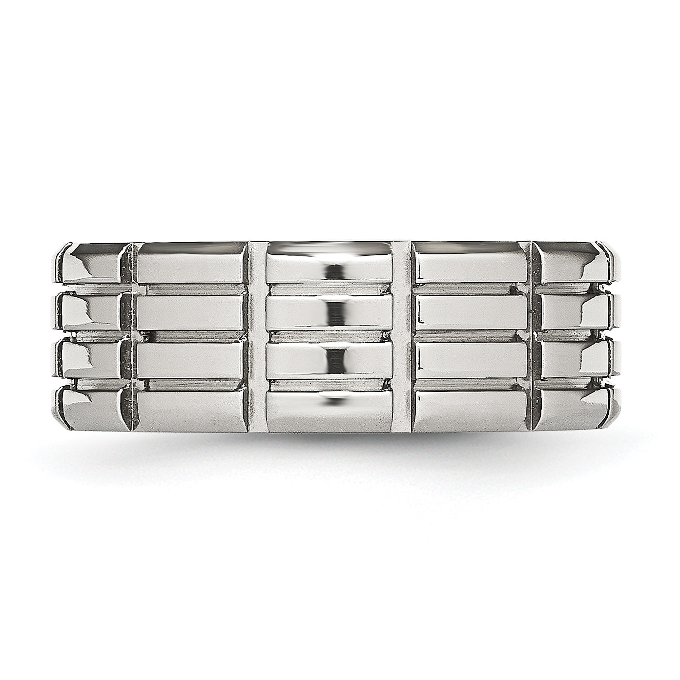 Edelstahl Poliert 8mm Gerillt Ring