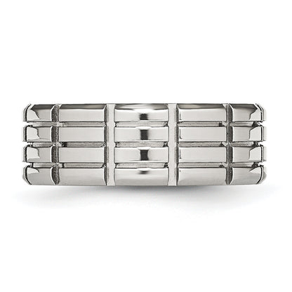 Edelstahl Poliert 8mm Gerillt Ring