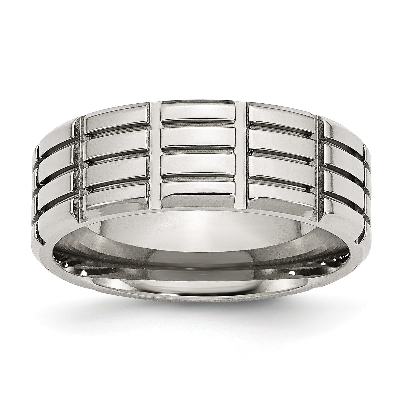 Edelstahl Poliert 8mm Gerillt Ring