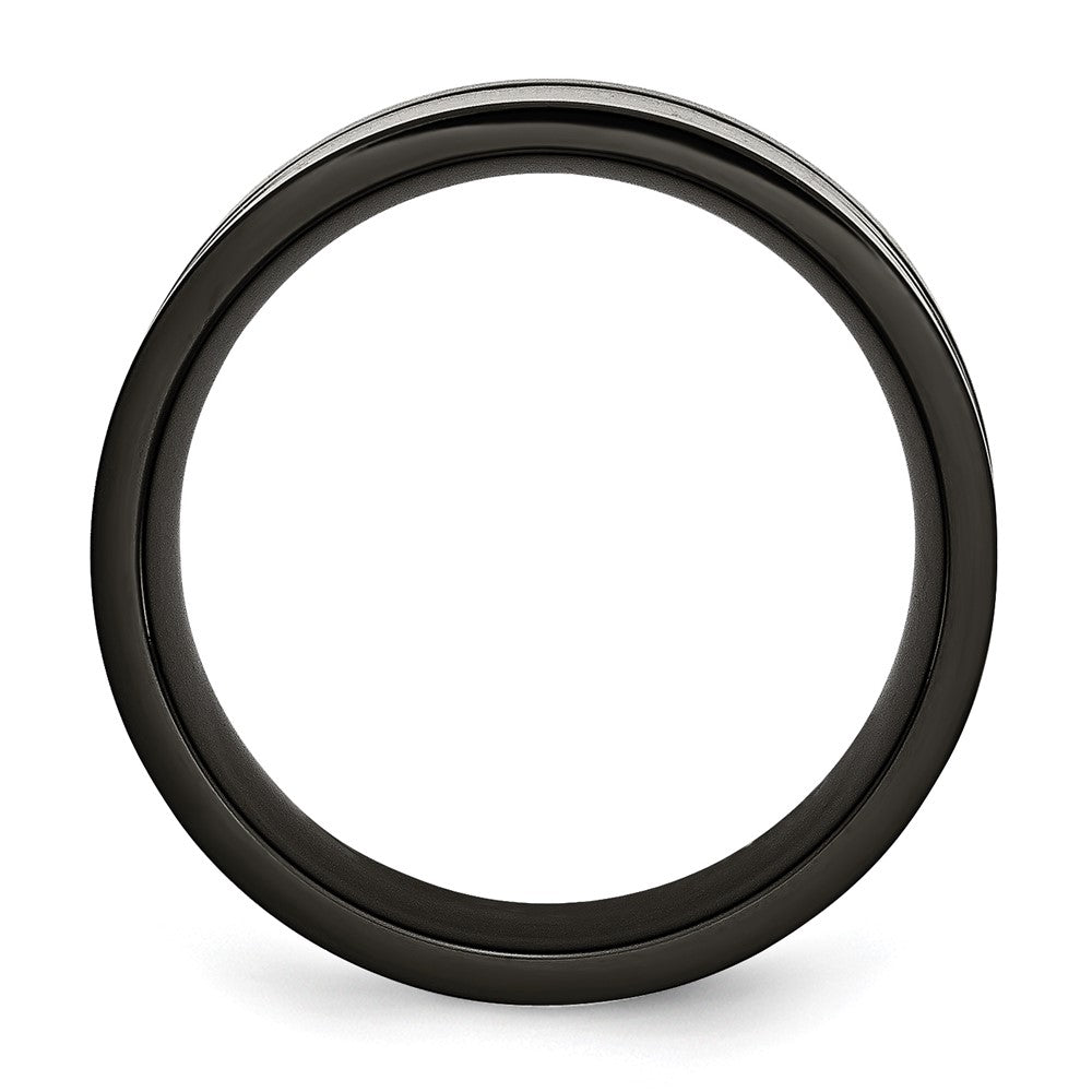 Edelstahl Poliert 9mm Schwarz Ip Beschichtet Karbon Faser Einlage Ring (size 12 Nur)