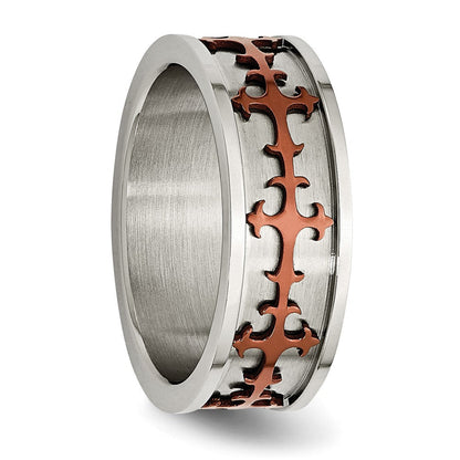 Edelstahl Braun Ip Beschichtet Crosses Ring