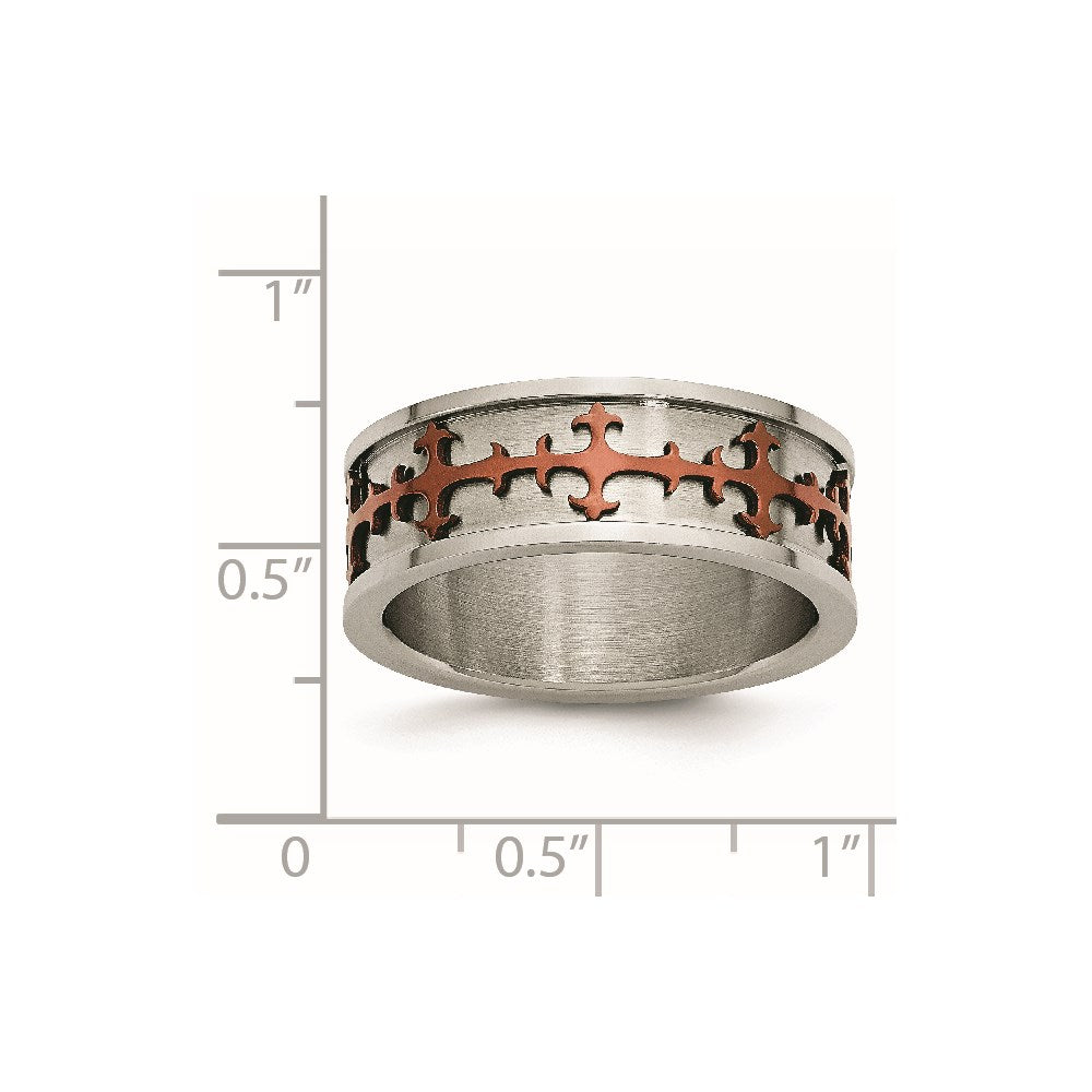 Edelstahl Braun Ip Beschichtet Crosses Ring