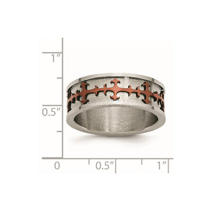 Edelstahl Braun Ip Beschichtet Crosses Ring
