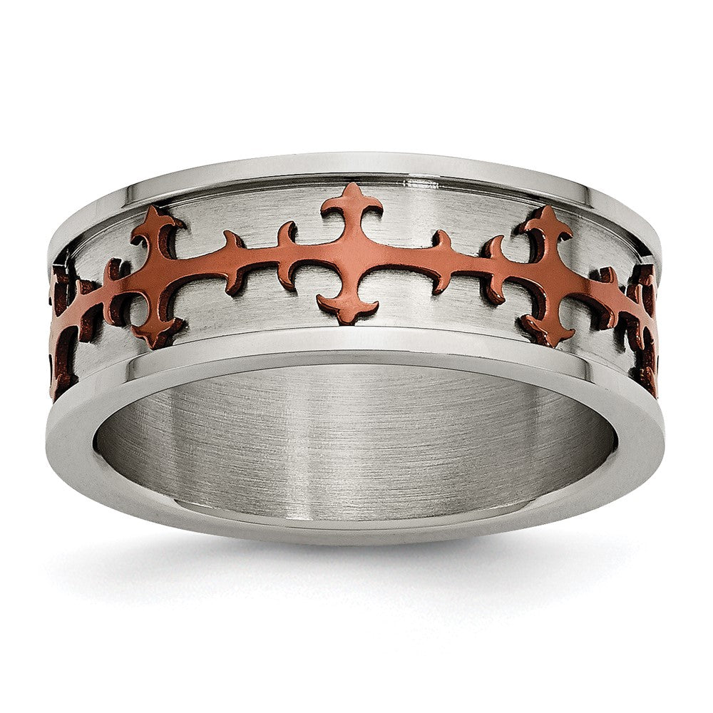 Edelstahl Braun Ip Beschichtet Crosses Ring