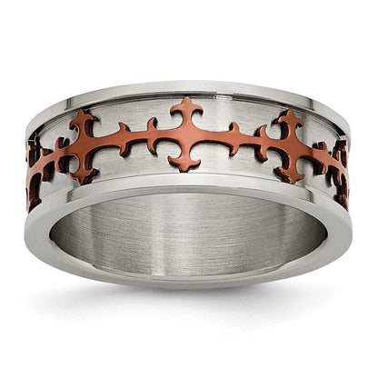 Edelstahl Braun Ip Beschichtet Crosses Ring